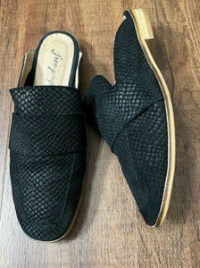 Free People Mule Slide Black Soft Leather Flat Shoe Size 9